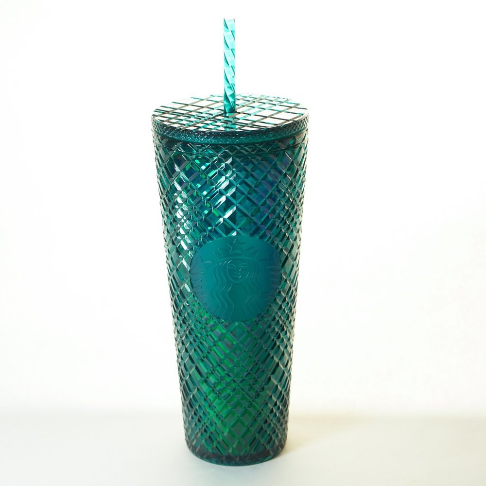 Starbucks Coffee Holiday 2021 Emerald Studded Jeweled Tumbler, 24 oz, NWT